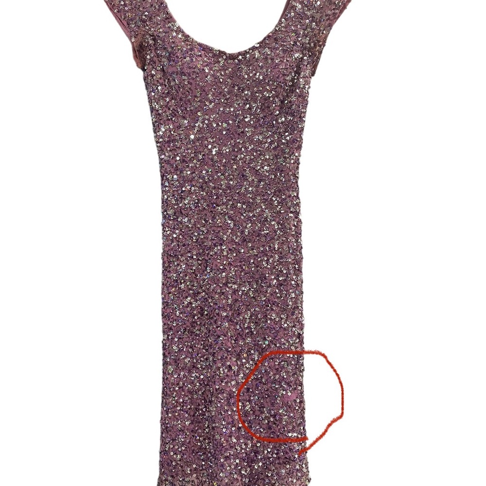 Scala Hand Beaded Sequin Purple Midi Formal Cockt… - image 3